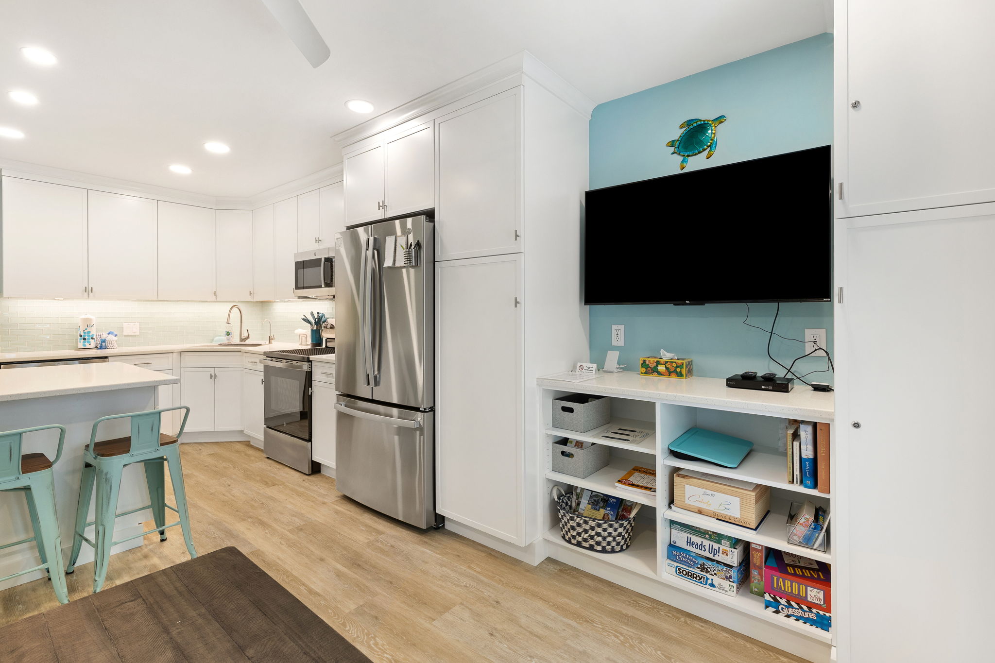 Living Room with Flat Screen TV and Private Balcony