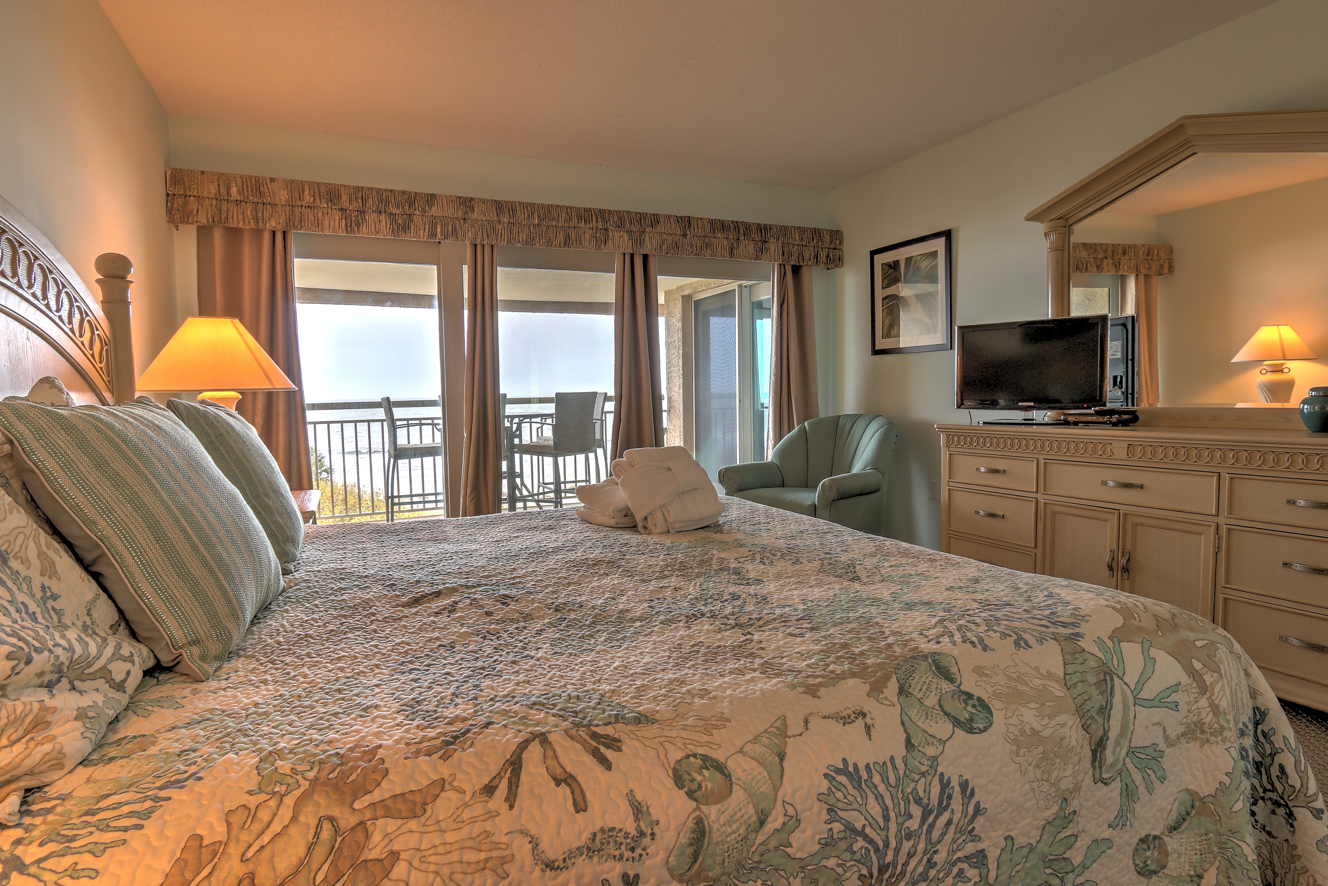 Oceanfront Master Bedroom with King bed, TV & Private Bath