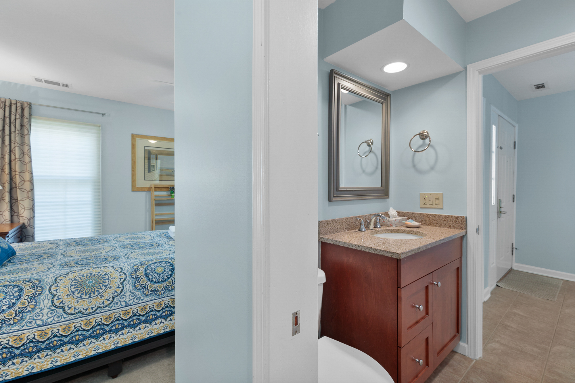 First Floor Queen Bedroom, Shared Bath with Main Living Area