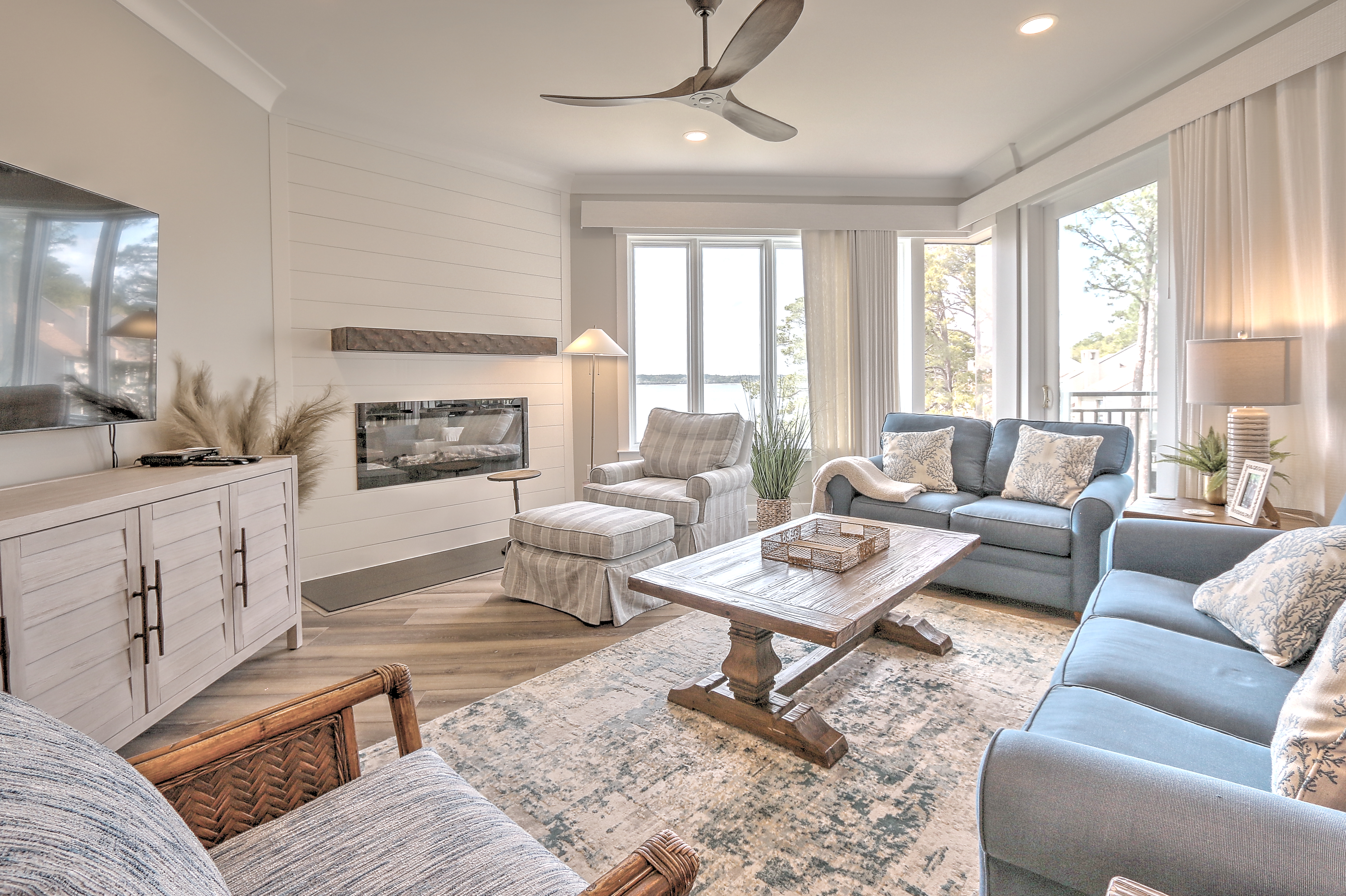 Living Room with Flat Screen TV and Ocean Views