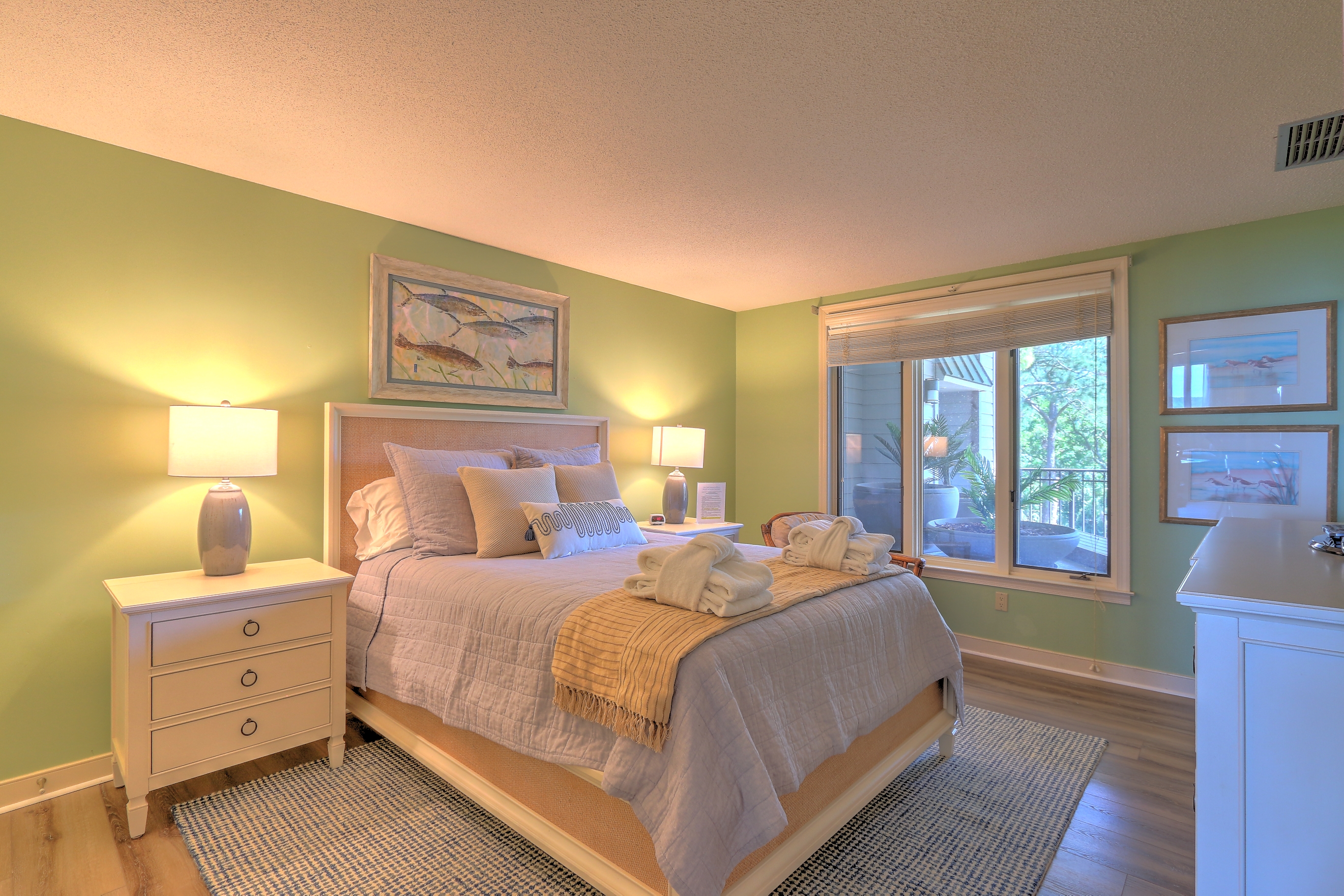 Bedroom 3 with Queen Bed, Flat Screen TV, and Hall Bath