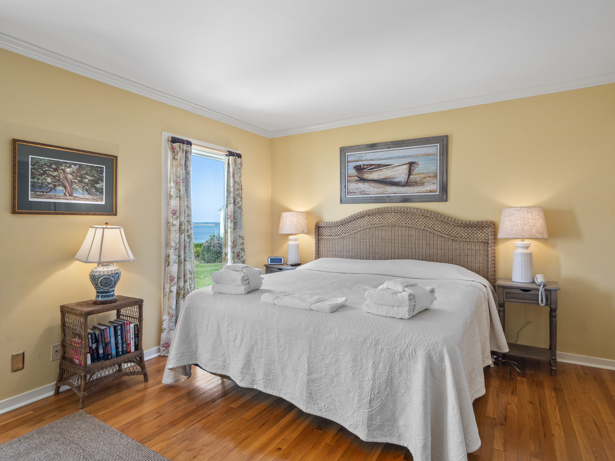 2nd Floor Master bedroom with king bed, private bath, and view o