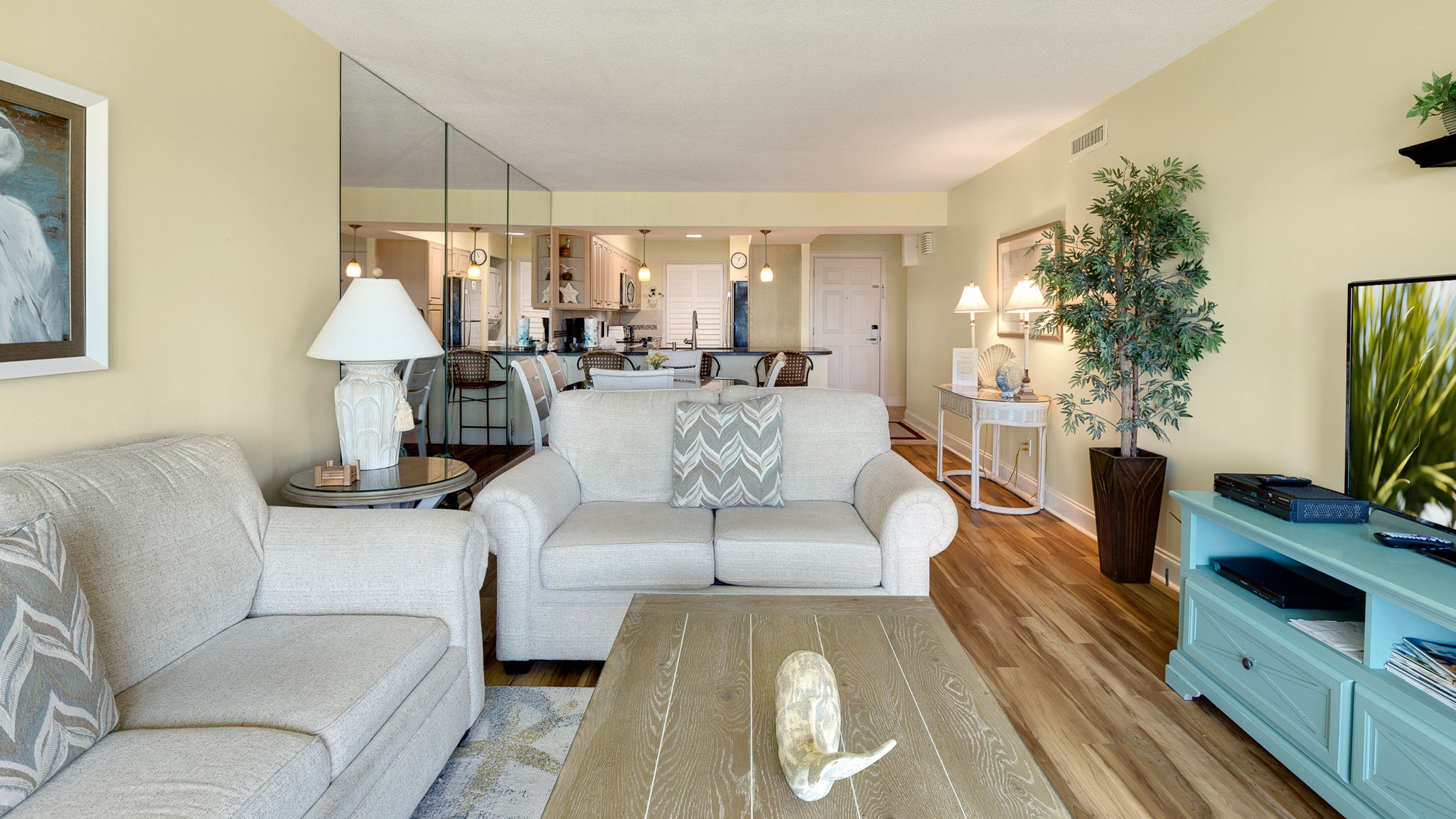 Living Room with Flat Screen TV and Ocean Views