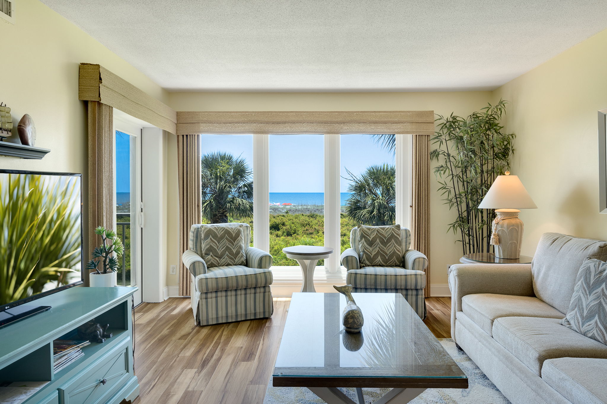 Living Room with Flat Screen TV and Ocean Views