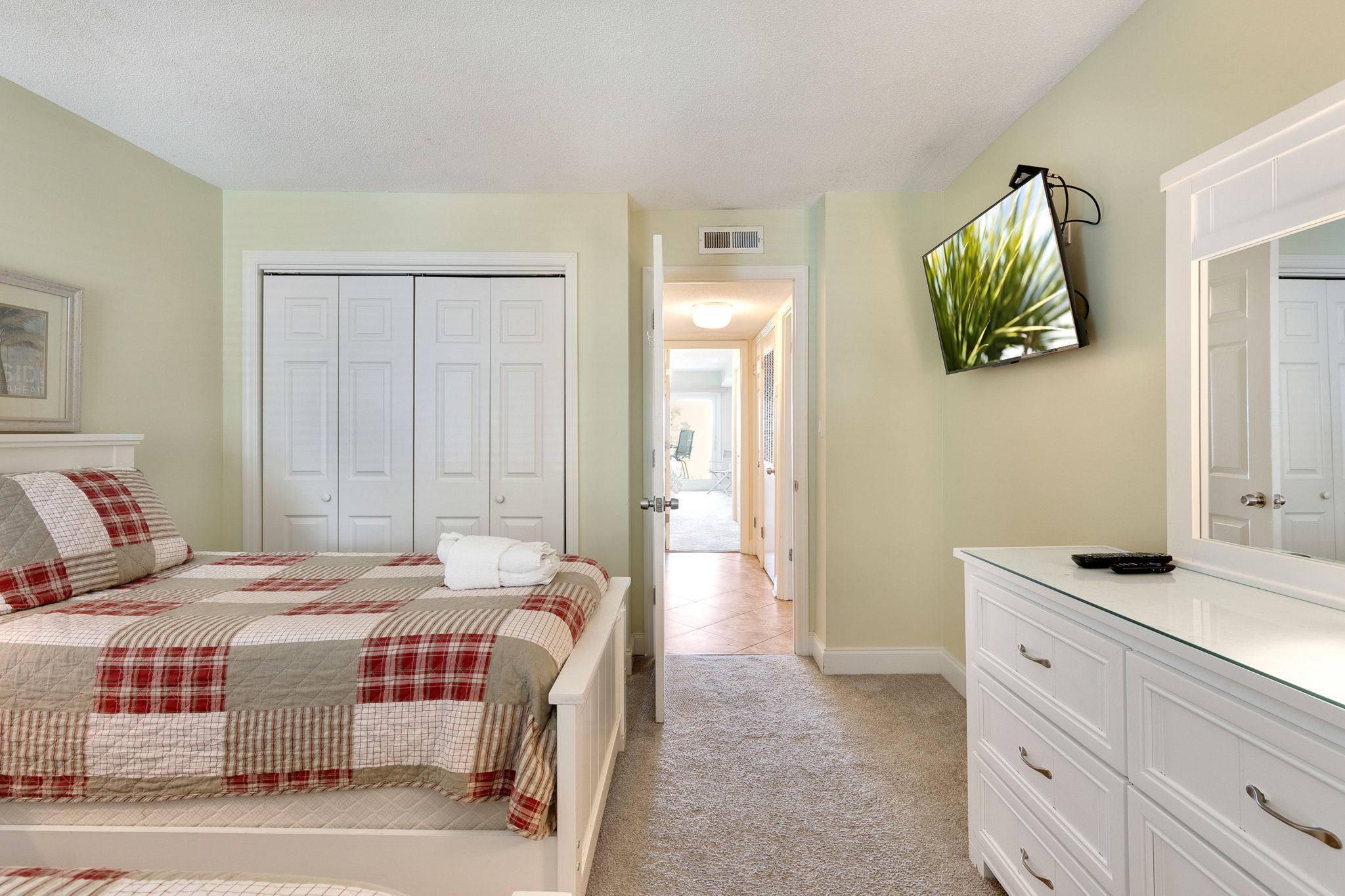 Bedroom 2 with two Twins, Flat Screen TV, and a Shared Bath