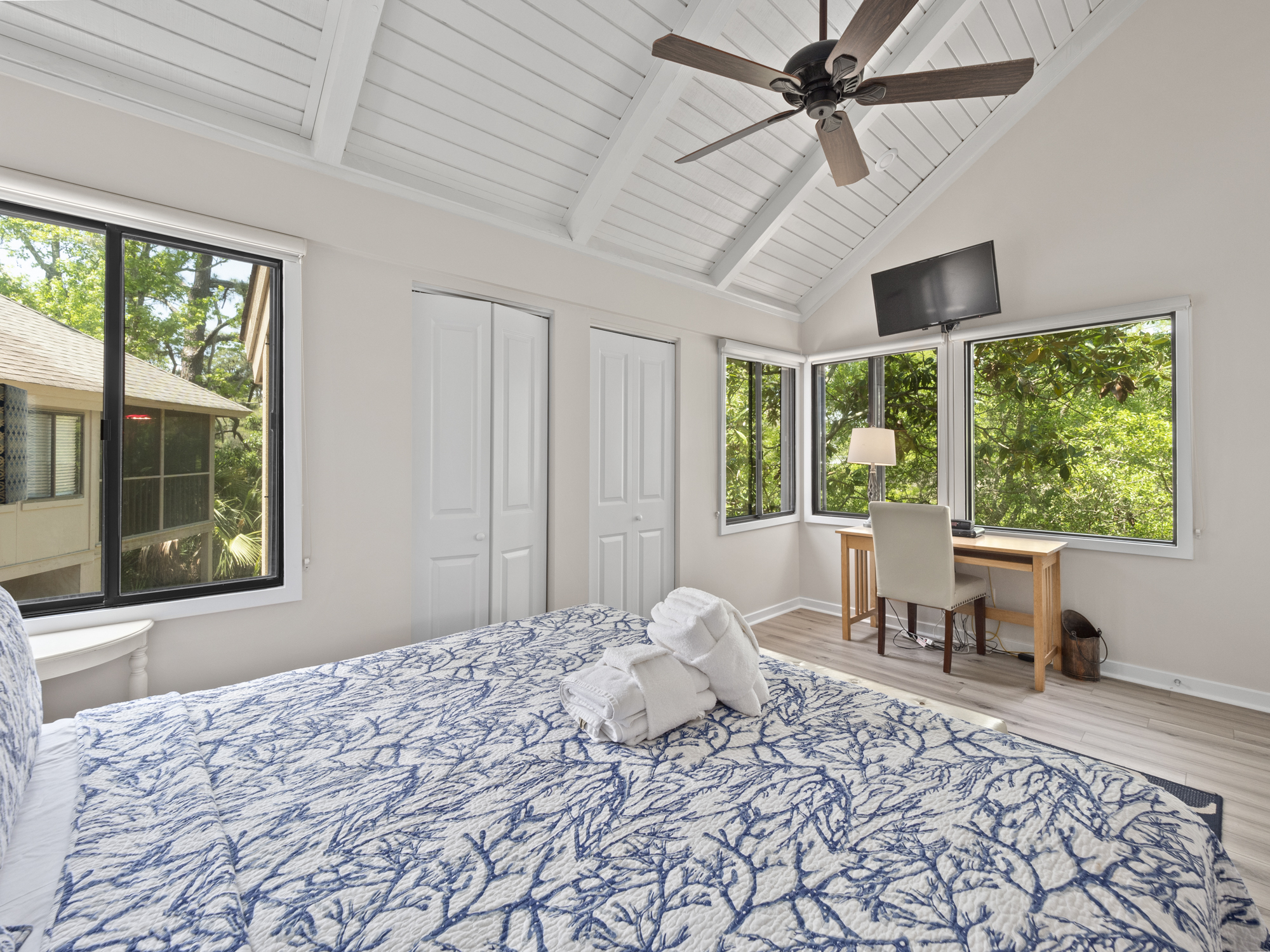 Master Queen bedroom with private bath and flat screen TV