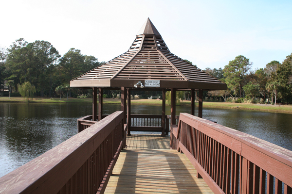 Gazebo overlooks 5 Acre Lake