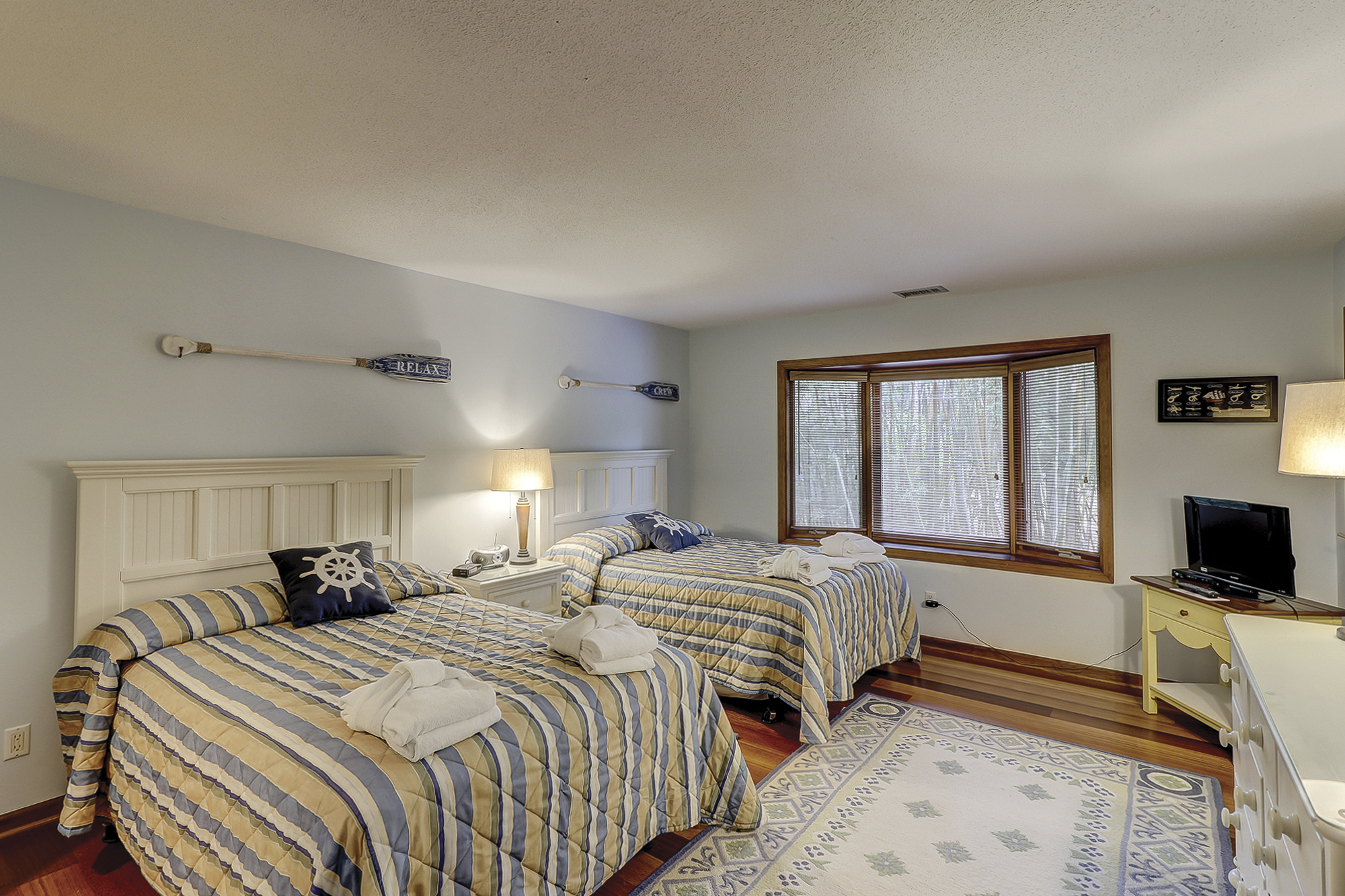 Bedroom 3 with 2 Double Beds, Flat Screen TV & Private Bath