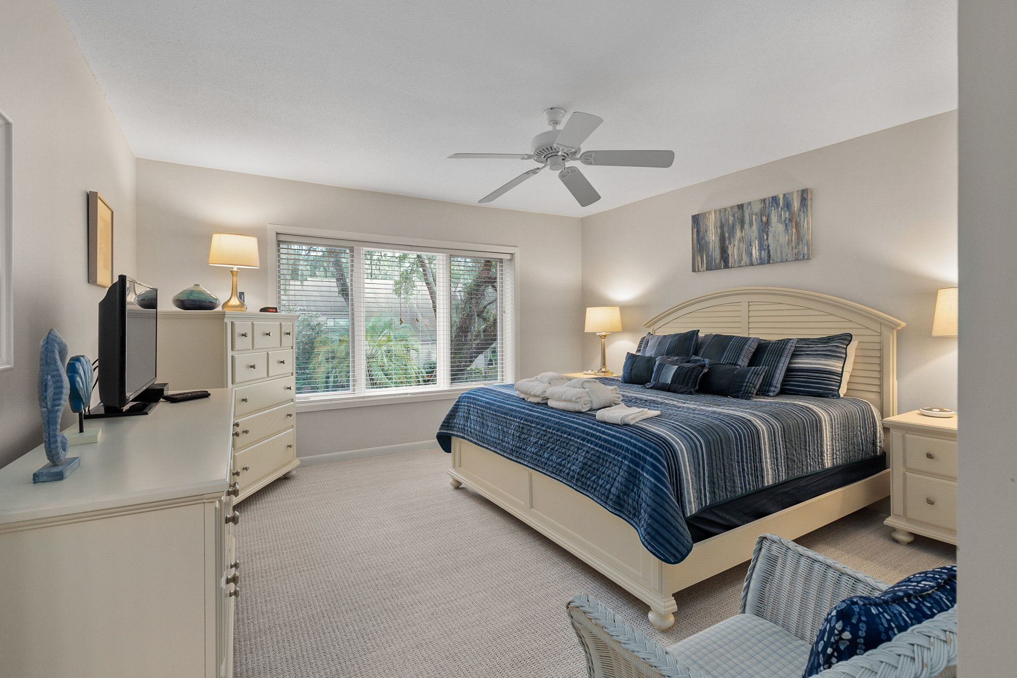Master Bedroom with King Bed, Flat Screen TV, and Private Bath