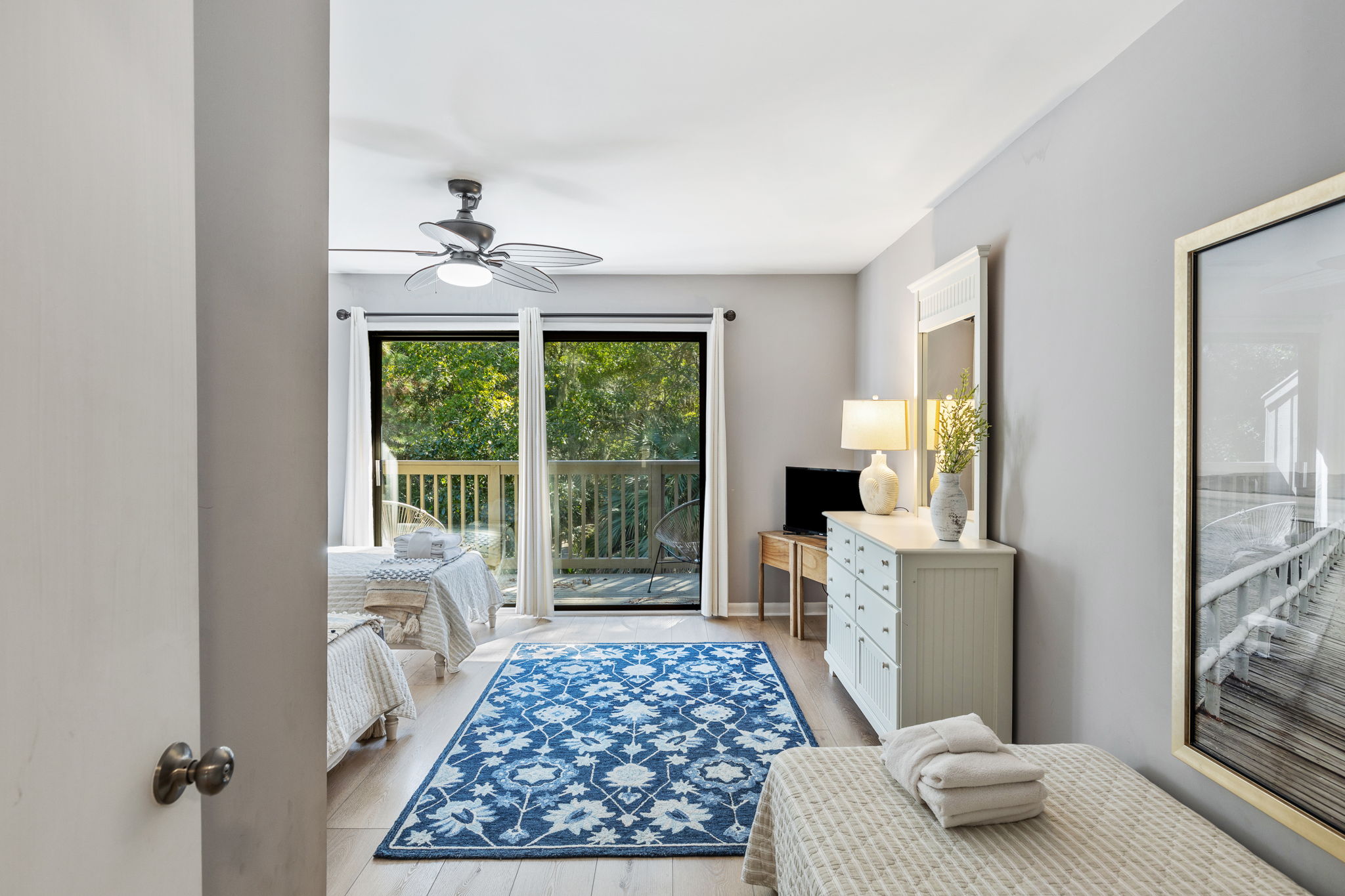 Bedroom 3 w/ 3 Twins, Flat Screen TV, Private Bath and Balcony
