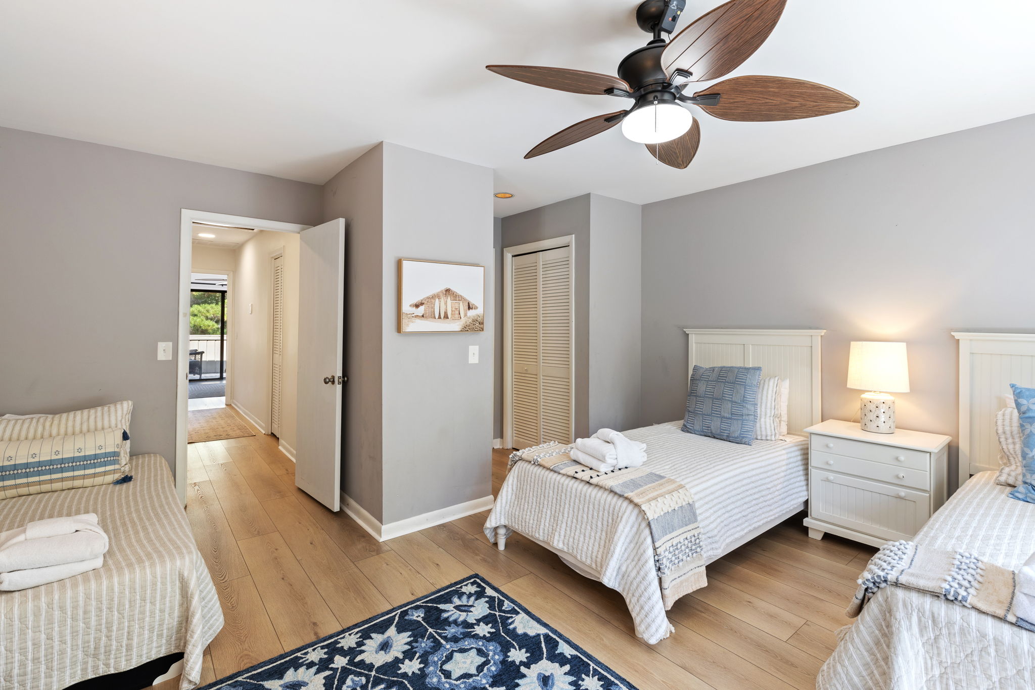 Bedroom 3 w/ 3 Twins, Flat Screen TV, Private Bath and Balcony
