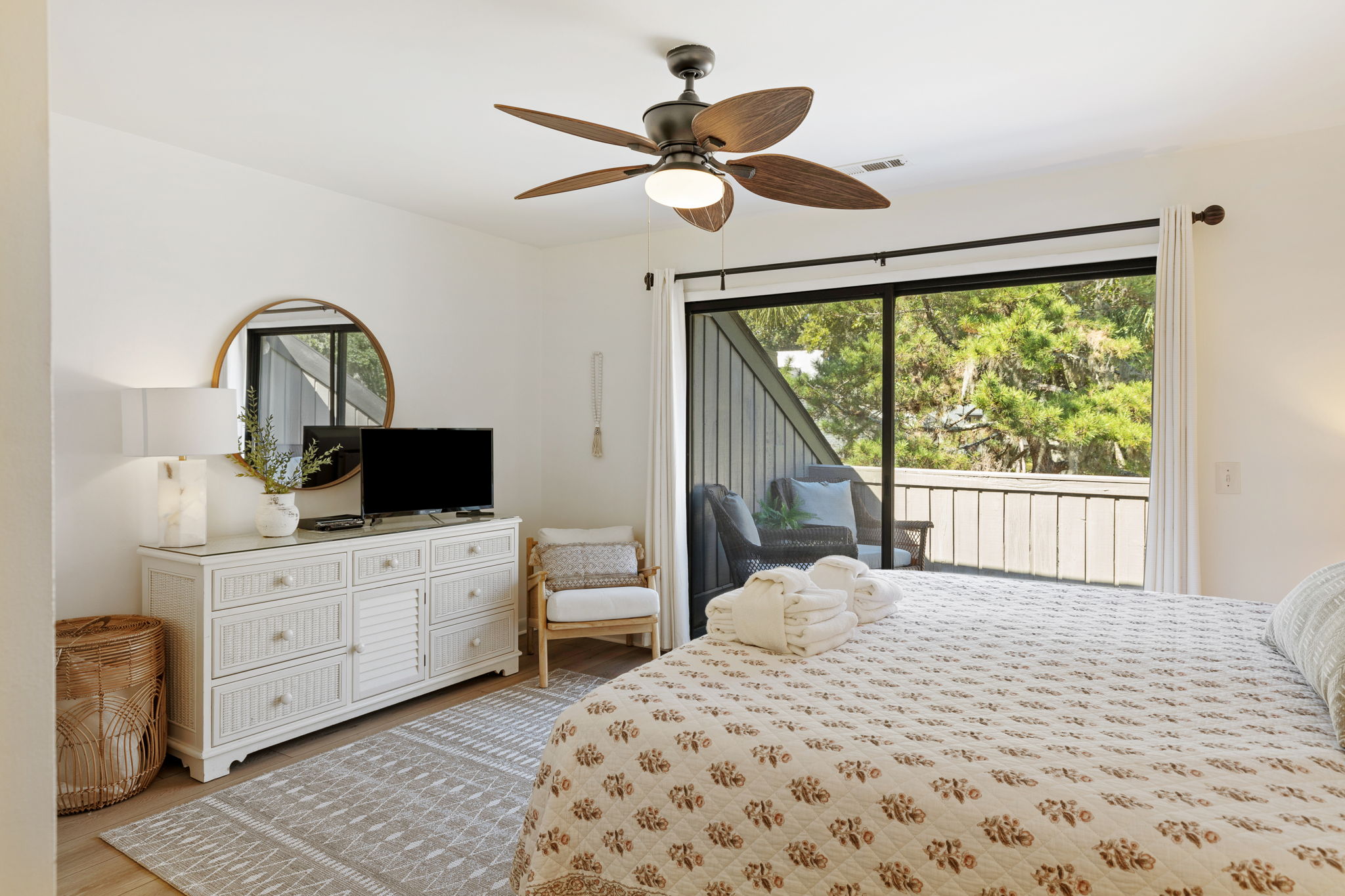 Bedroom 2 with King, Flat Screen TV, Private Bath and Balcony