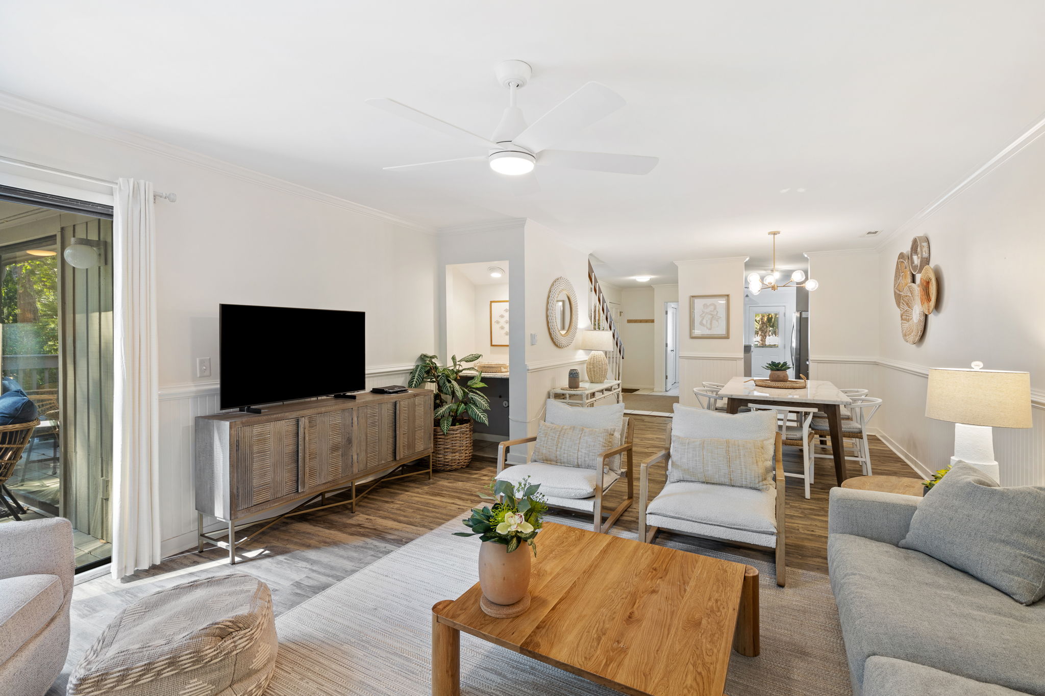 Living Room with Flat Screen TV, and Private Balcony
