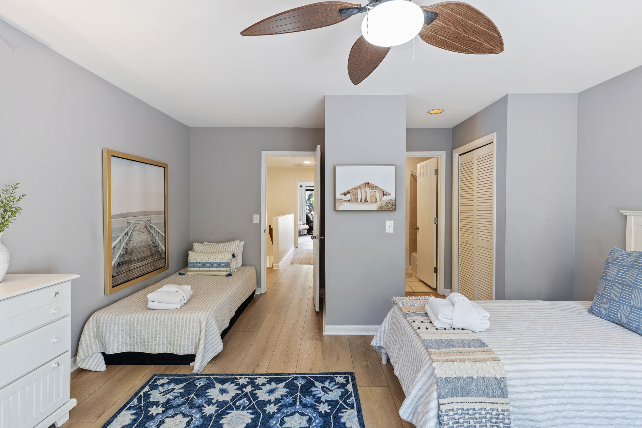 Bedroom 3 w/ 3 Twins, Flat Screen TV, Private Bath and Balcony