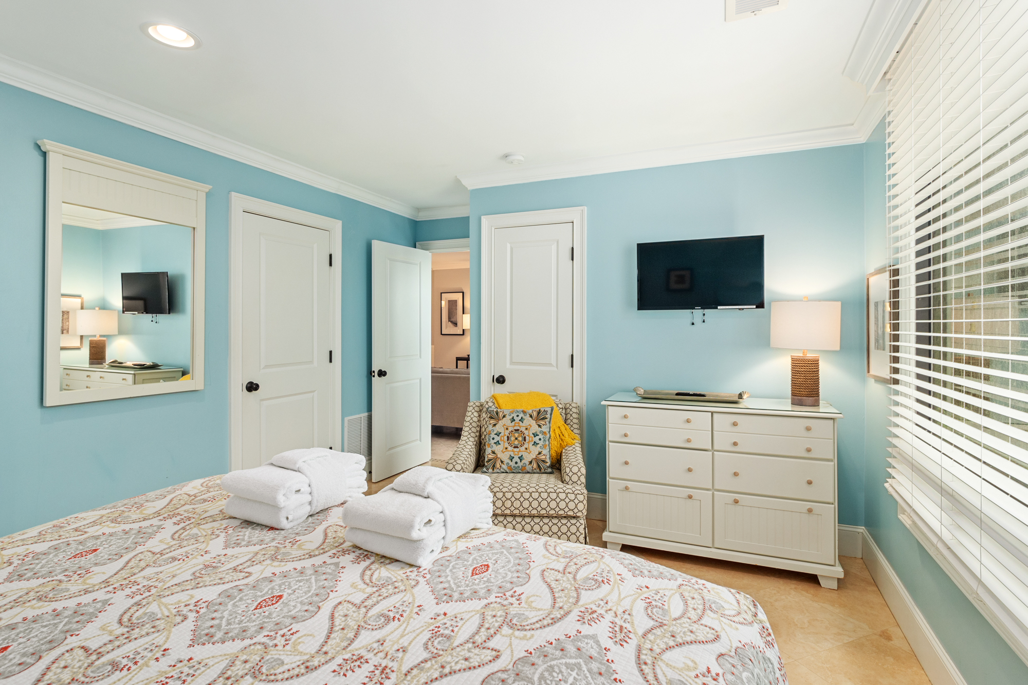 Second Master, King bed, flat screen Smart TV, shared bath