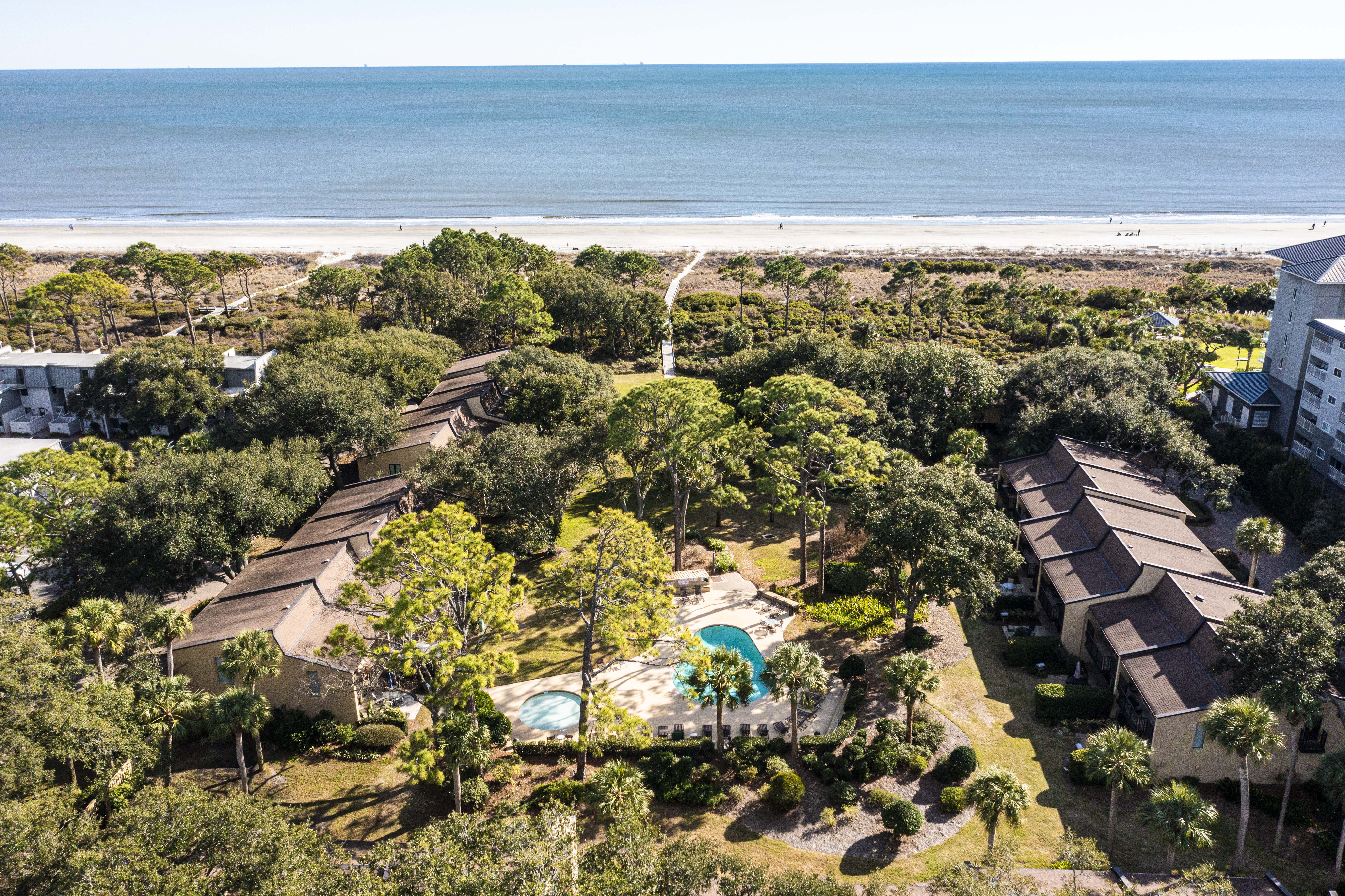 Aerial View of Complex, Pool and Ocean