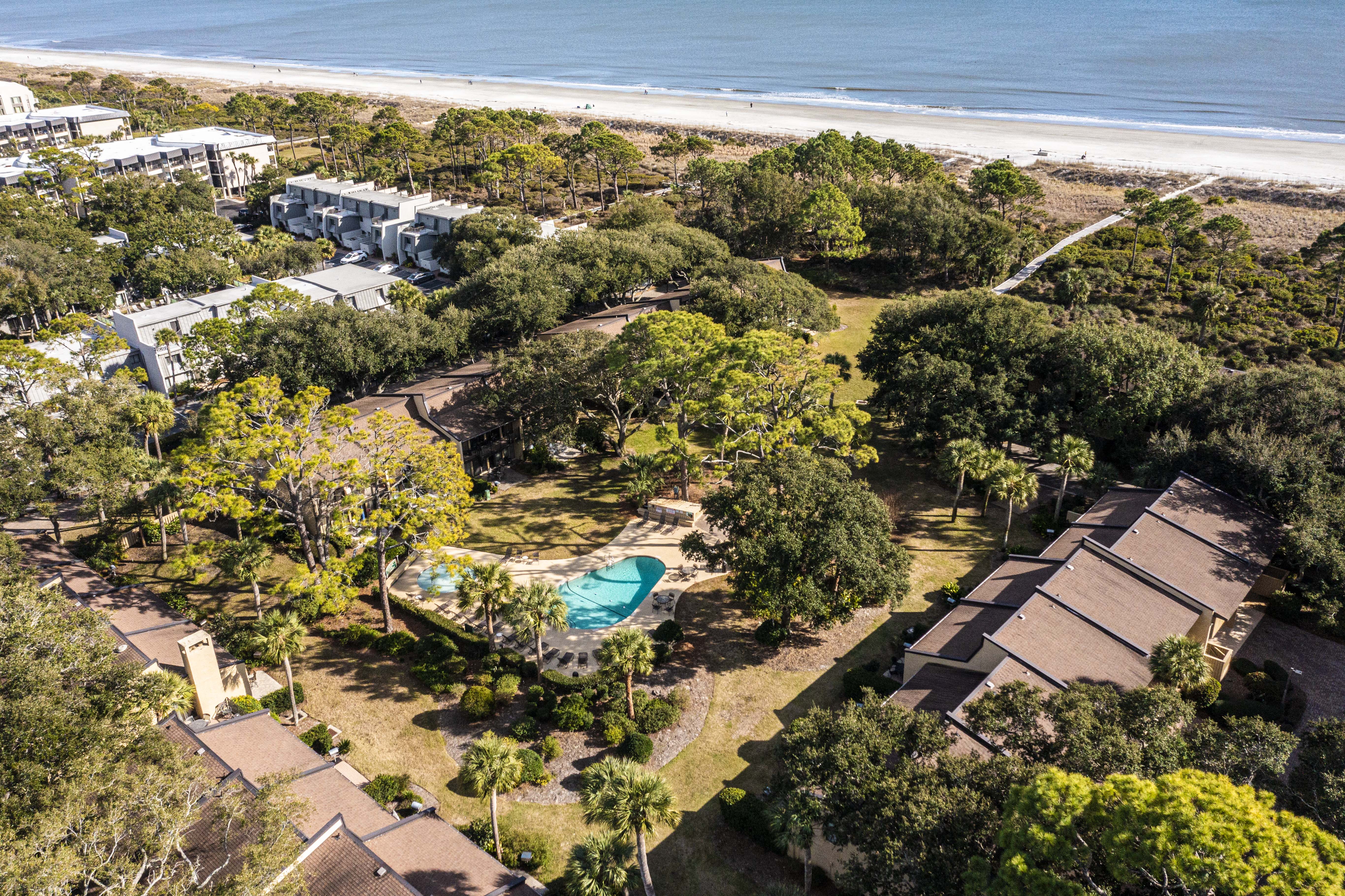 Aerial View of Complex and Ocean