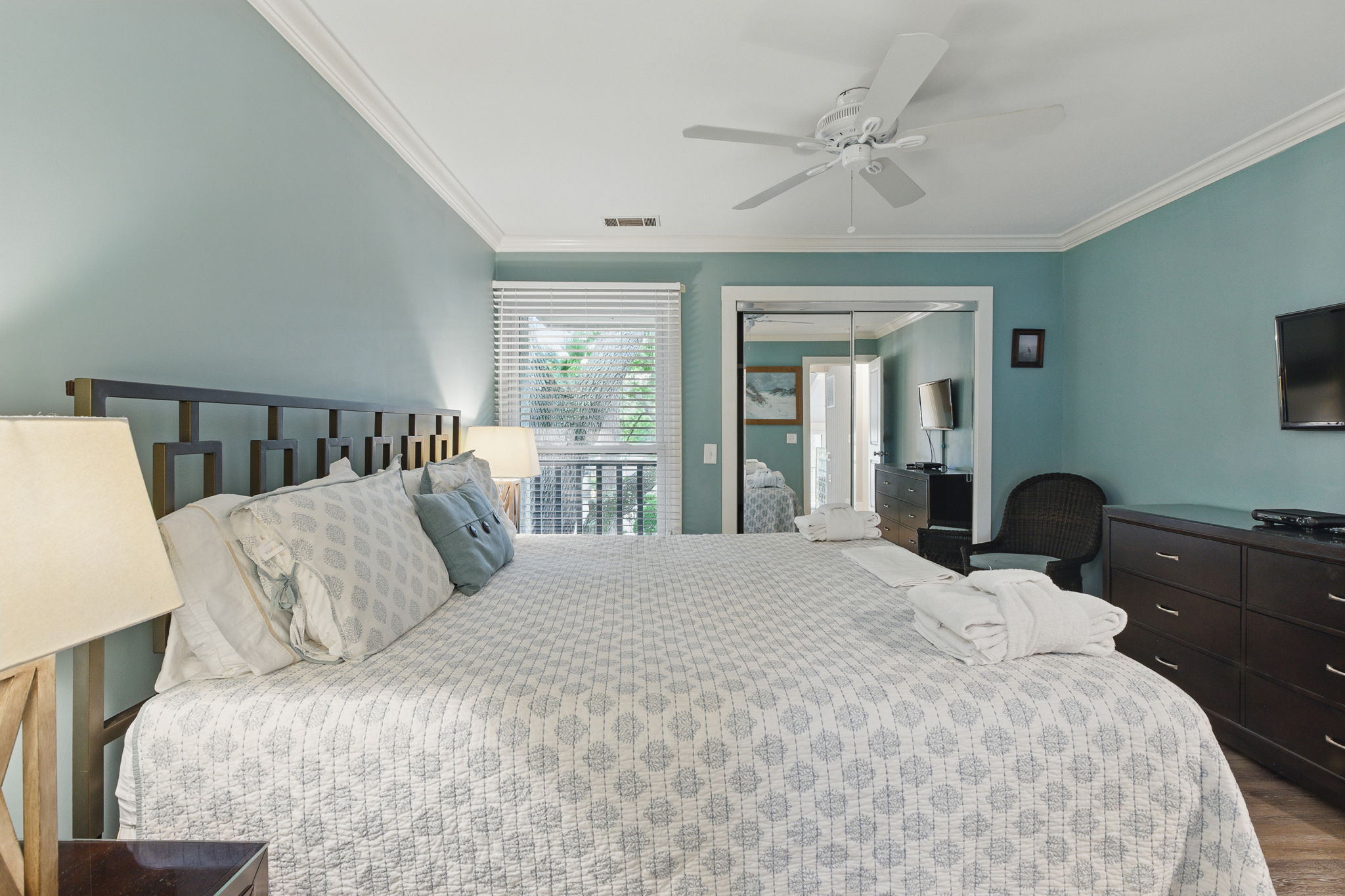 Bedroom 2 with King Bed, Flat Screen TV, and Private Bath