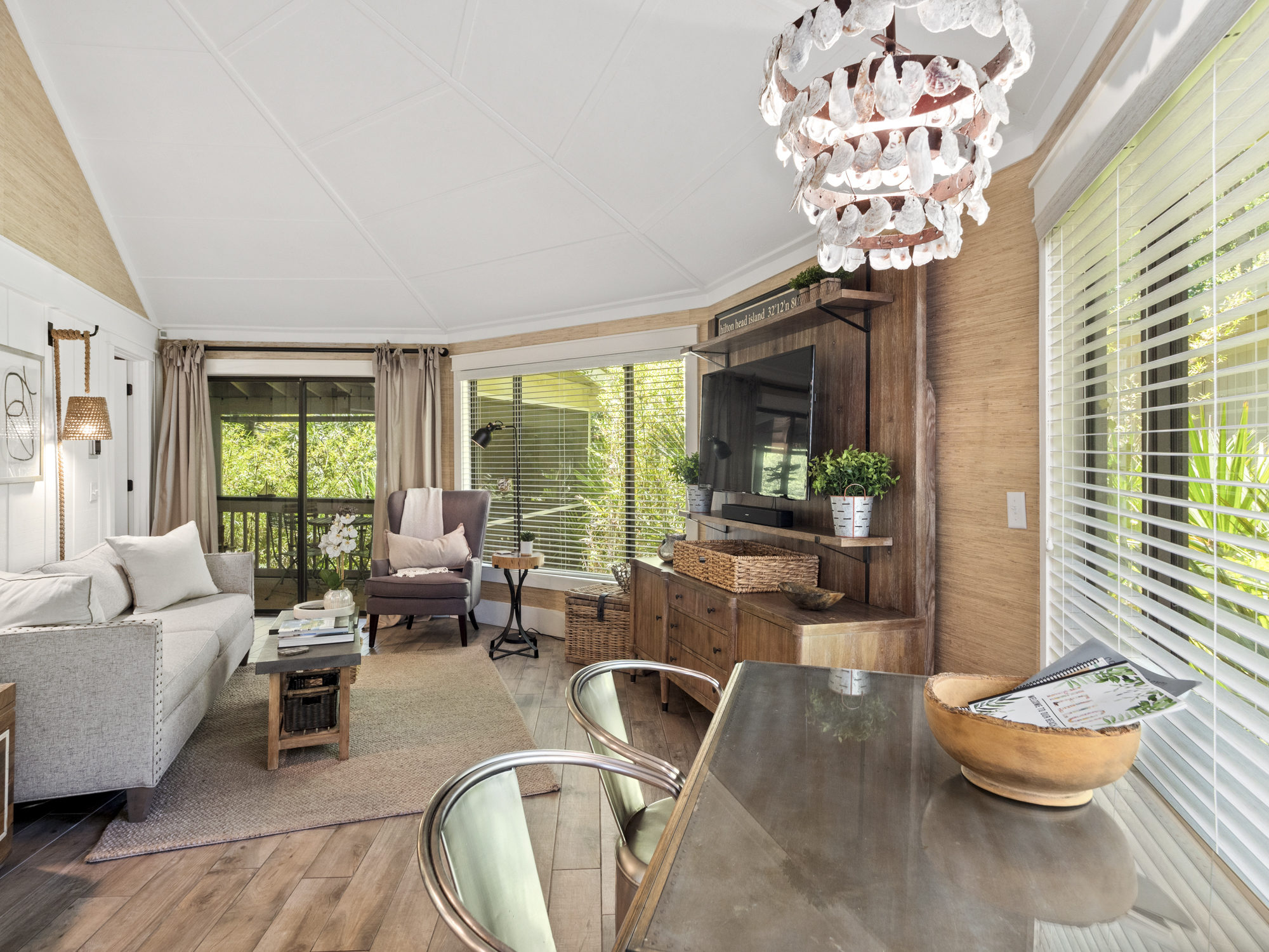 Open dining and living area