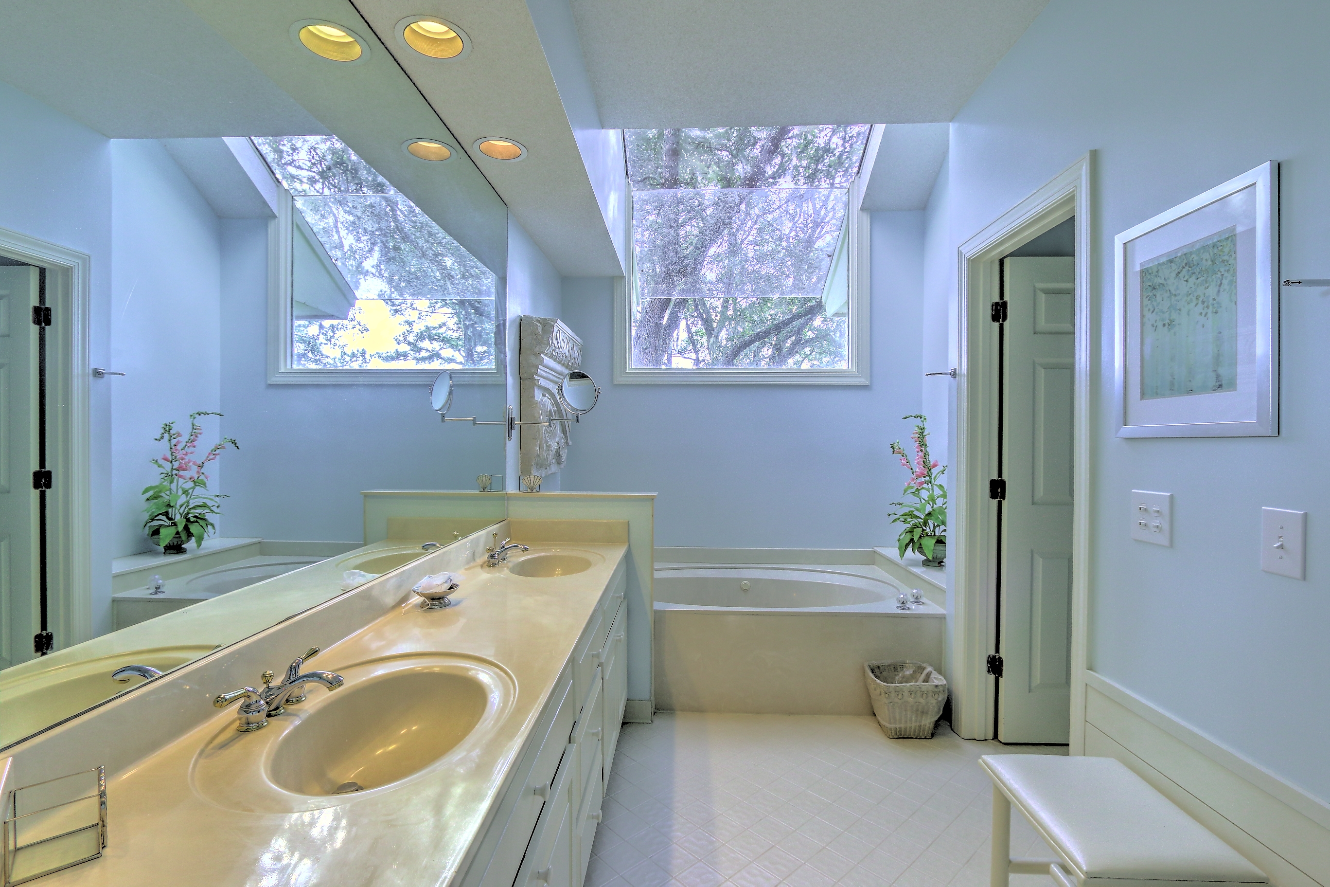 Master Bathroom with Walk-In Shower, Jetted Tub, and Jack & Jill