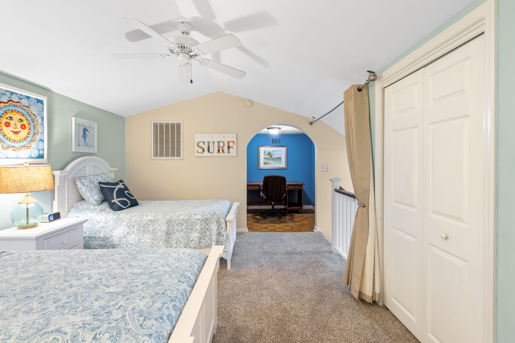 Bedroom 3 with two Twins, Private Bath, and Flat Screen TV