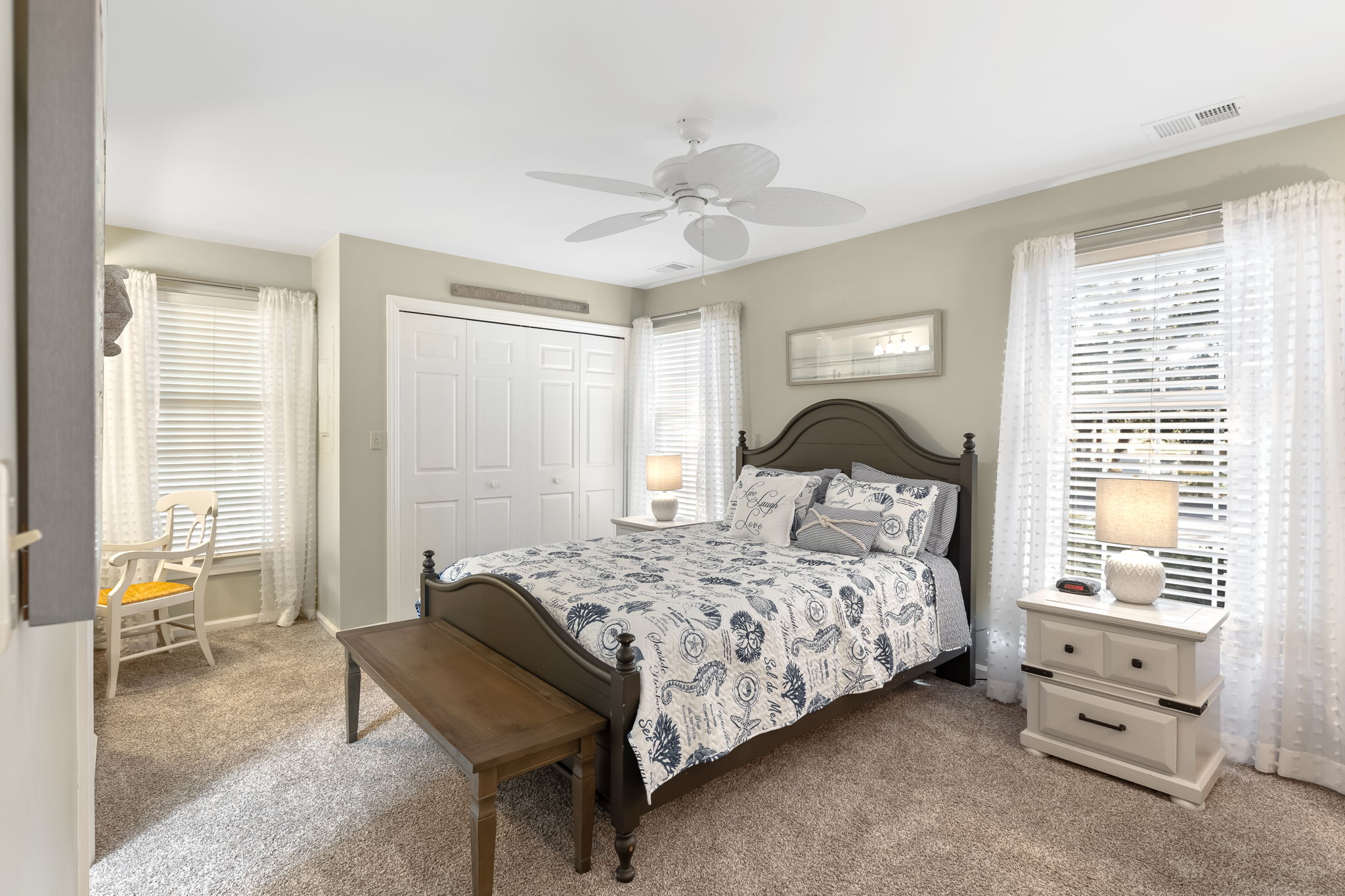 Bedroom 2 with Queen Bed, private bath, and Flat Screen TV