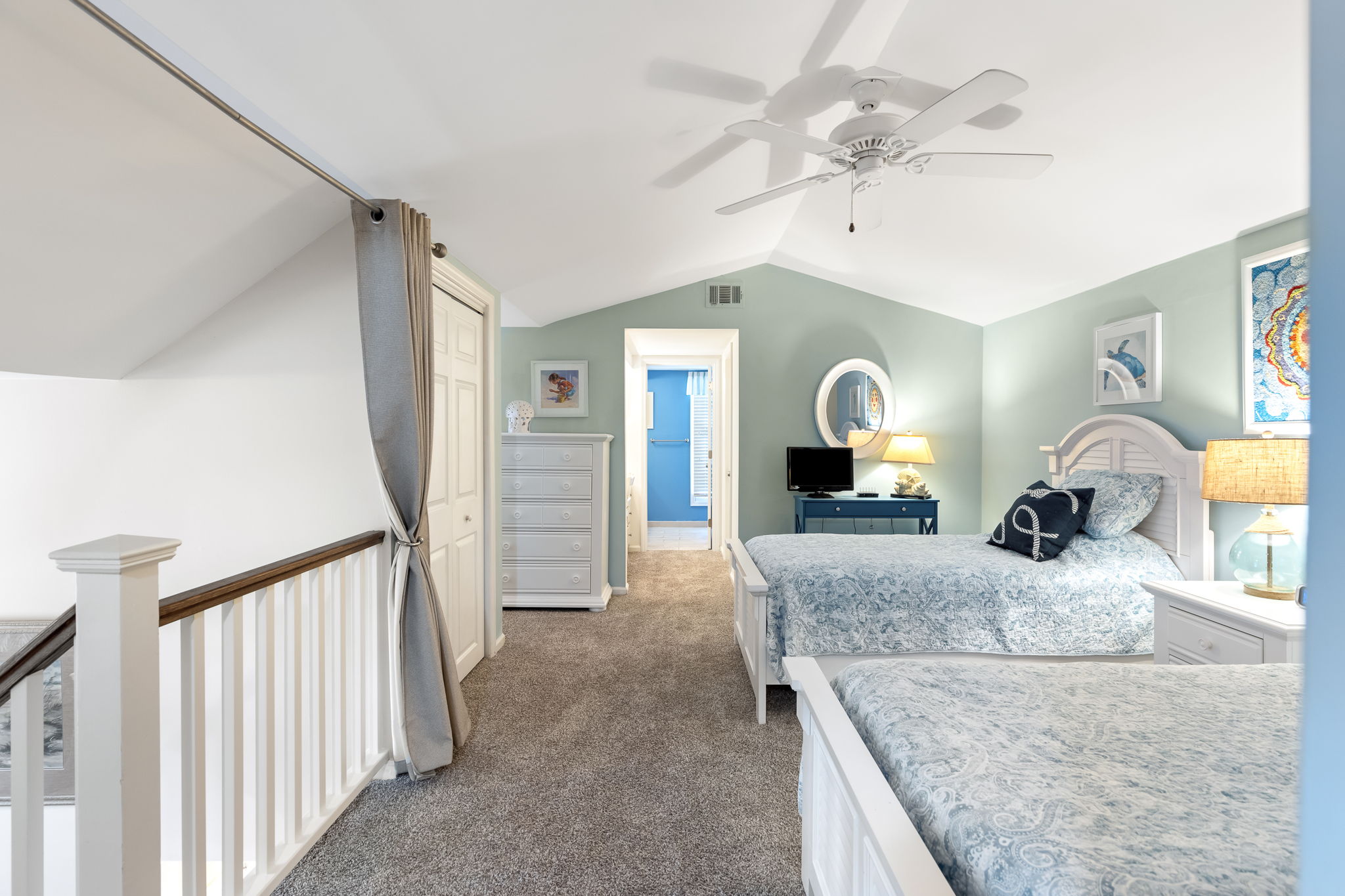 Bedroom 3 with two Twins, Private Bath, and Flat Screen TV