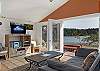 Open living space with water view of Mitchell Bay. 
The couch shown is also a hide-a-bed. 