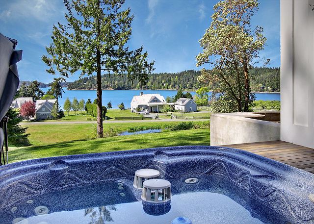 Relax in the hot tub and take in the views of Westcott Bay