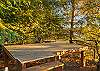 Spacious yoga deck in yard