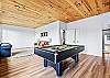 Game Room with Full Size Pool Table, Large Screen SMART TV, Sand Shuffle Board, Full Size Sofa and Private Bathroom with Shower 