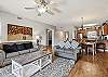 Spacious Living Room with Gas Fireplace, Sleeper Sofa and SMART TV with Cable & WIFI throughout vacation rental