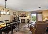 Spacious Living Room with Gas Fireplace, Sleeper Sofa and SMART TV with Cable & WIFI throughout vacation rental