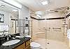 Full bathroom, walk-in shower, towels provided