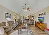 Spacious Living Room with Gas Fireplace, Sleeper Sofa and SMART TV with Cable & WIFI throughout vacation rental