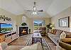 Spacious Living Room with Gas Fireplace, Sleeper Sofa and SMART TV with Cable & WIFI throughout vacation rental