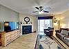 Spacious Living Room with Gas Fireplace, Sleeper Sofa and SMART TV with Cable & WIFI throughout vacation rental