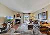 Spacious Living Room with Gas Fireplace, Sleeper Sofa and SMART TV with Cable & WIFI throughout vacation rental