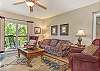 Spacious Living Room with Seasonal Gas Fireplace, Sleeper Sofa and SMART TV with Cable & WIFI throughout vacation rental