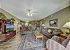 Spacious Living Room with Gas Fireplace, Sleeper Sofa and SMART TV with Cable & WIFI throughout vacation rental
