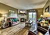 Spacious Living Room with Gas Fireplace, Sleeper Sofa and SMART TV with Cable & WIFI throughout vacation rental