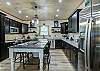 Spacious living room and kitchen with dining