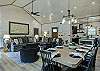Spacious living room and kitchen with dining
