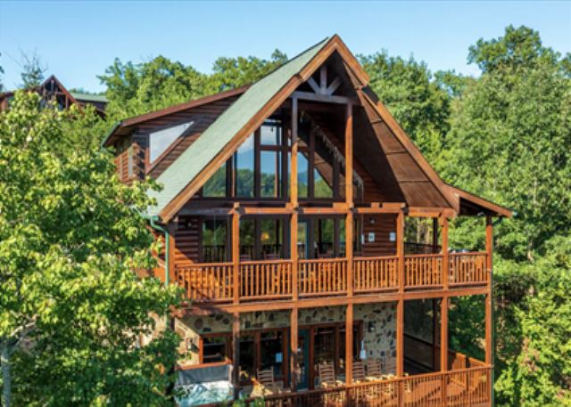 Five bedroom, Five and a half bath cabin, sleeps 15 people.