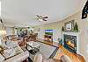 Spacious Living Room with Gas Fireplace, Sleeper Sofa and SMART TV with Cable & WIFI throughout vacation rental