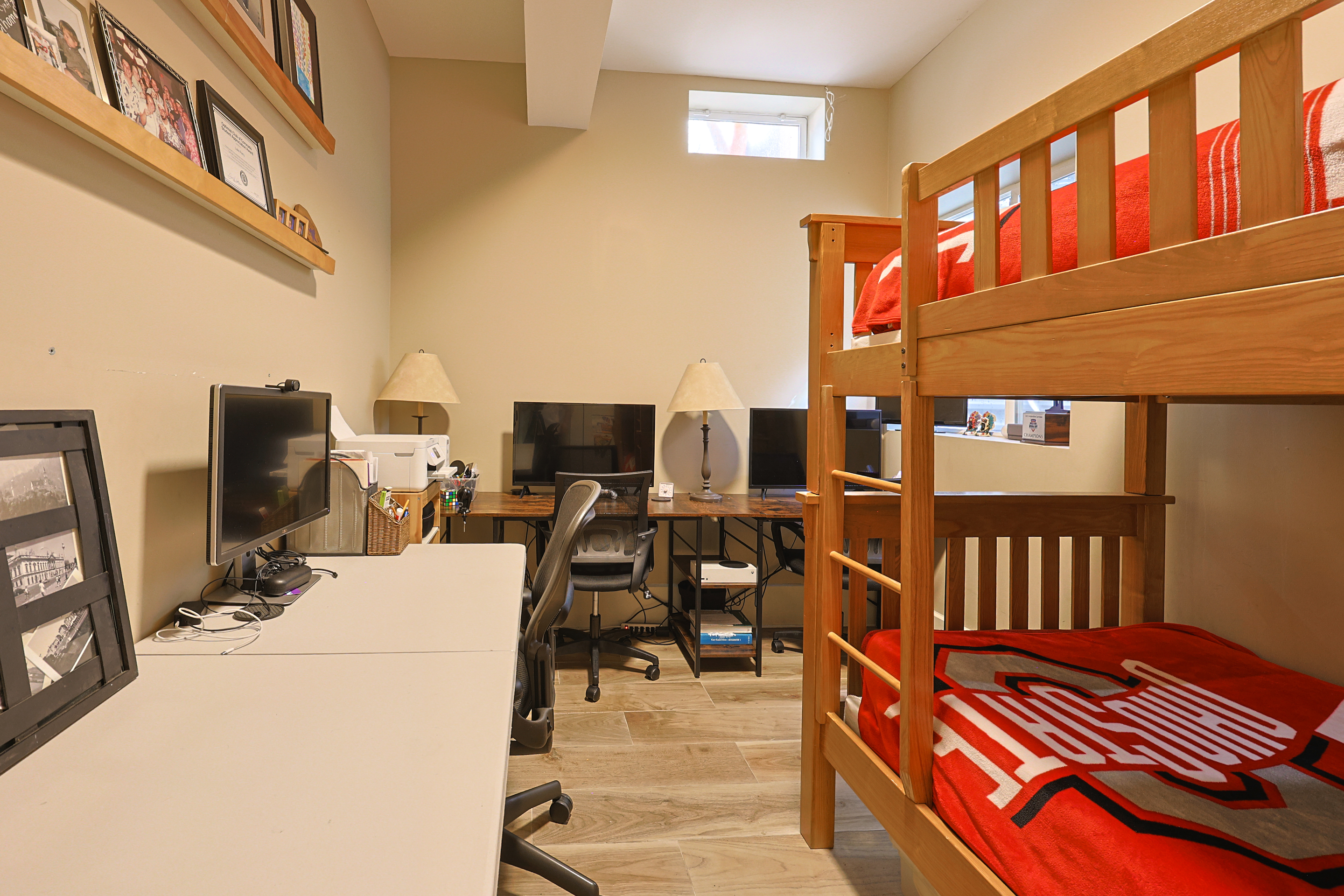 Basement twin bunkbed room