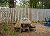 Backyard area with firepit and picnic table