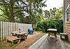 Backyard area with firepit and picnic table