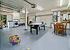 garage with airhockey, game table for puzzles or board games