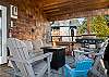 Upper deck with outdoor dining table, lounging furniture, Gas BBQ, Gas Fire table